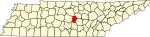 Map of Tennessee highlighting Cannon County